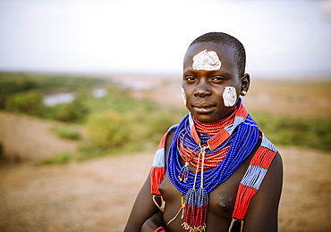 Portrait of Warsha, Kara Tribe, Korcho Village, Omo Valley, Ethiopia, Africa