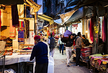 Shastri Textiles Market at night, Amritsar, Punjab, India, Asia