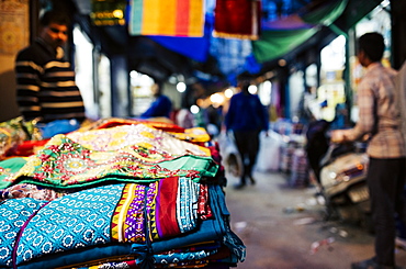 Shastri Textiles Market at night, Amritsar, Punjab, India, Asia