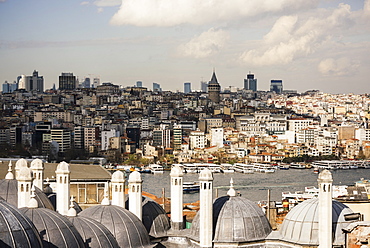 View of city skyline from Suleymaniye Mosque, Istanbul, Turkey, Europe