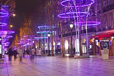 Christmas decorations along the Champs Elysees in Paris, France, Europe