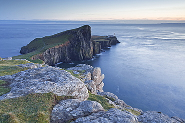 Neist Point lighthouse on the north-west coast of the Isle of Skye, Inner Hebrides, Scotland, United Kingdom, Europe