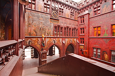 The Rathaus (Town Hall) that dominates the Marktplatz in Basel, Switzerland, Europe 