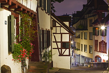 Half timbered houses in the city of Basel, Switzerland, Europe 