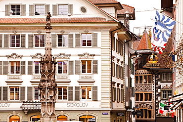 Ornate architecture in the city of Lucerne, Switzerland, Europe