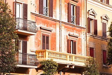 Building facades in the city of Bologna, Emilia-Romagna, Italy, Europe 