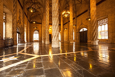 Gothic architecture inside La Lonja de la Seda (La Lonja) (Silk Exchange), UNESCO World Heritage Site, Valencia, Spain, Europe