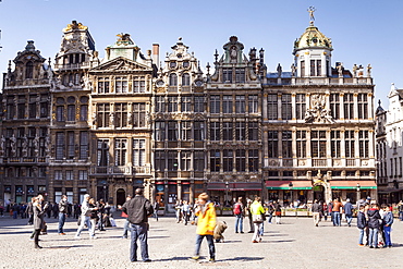 Guildhall facades in the Grand Place (Grote Markt), UNESCO World Heritage Site, Brussels, Belgium, Europe