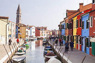 Colored houses on the island of Burano, Venice, Veneto, Italy, Europe