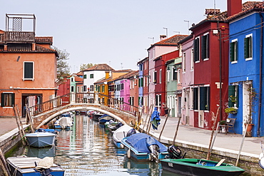 Colored houses on the island of Burano, Venice, Veneto, Italy, Europe