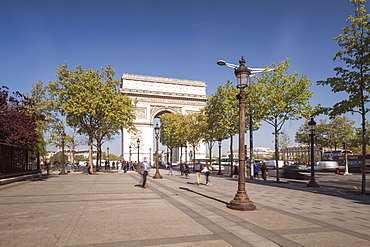 The Arc de Triomphe and Champs Elysees in Paris, France, Europe