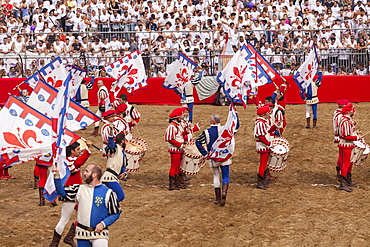 Traditional costumes at the Calcio Storico (Calcio Fiorentino) parade in Florence, Tuscany, Italy, Europe