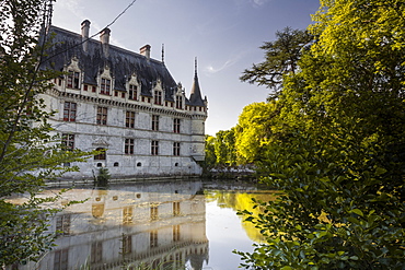 One of the earliest Renaissance chateaux standing today, the castle at Azay-le-Rideau, UNESCO World Heritage Site, built during the 16th century, Indre et Loire, France, Europe