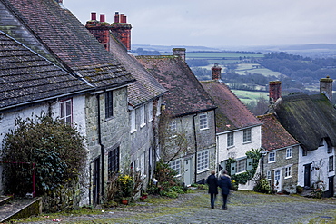 The iconic and classic view from Gold Hill in Shaftesbury, Dorset, England, United Kingdom, Europe