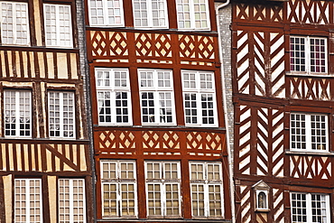 Timber framed houses in the city of Rennes. Ille-et-Vilaine, Brittany, France, Europe