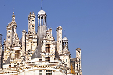 Detail shot of the roof of the Chateau de Chambord, UNESCO World Heritage Site, Loir-et-Cher, Centre, France, Europe