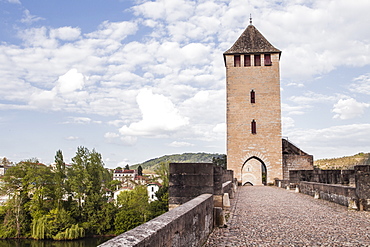 Pont Valentre in the city of Cahors, Lot, France, Europe