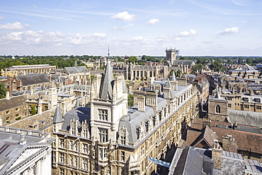 Looking down on Gonville and Caius College, Cambridge, Cambridgeshire, England, United Kingdom, Europe