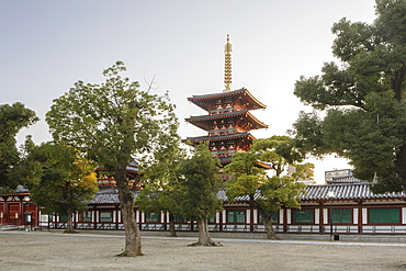 Shitennoji Temple, named after the four heavenly kings of Buddhist tradition, Osaka, Japan, Asia