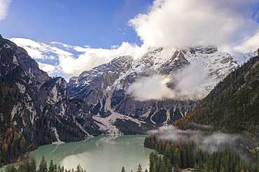 Lago di Braies in the Dolomites, Veneto, Italy, Europe