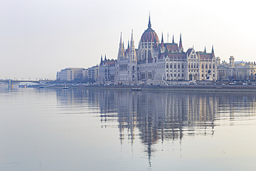 Sitting on the banks of the River Danube, the Hungarian Parliament Building dates from the late 19th century, UNESCO World Heritage Site, Budapest, Hungary, Europe