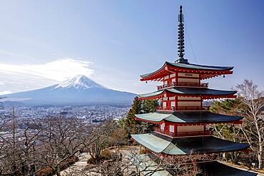 The Chureito Pagoda and Mount Fuji, Honshu, Japan, Asia