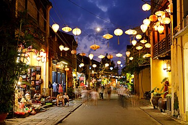 A bustling Nguyen Thai Hoc street in Hoi An, Vietnam, Indochina, Southeast Asia, Asia