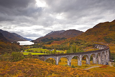 The magnificent Glenfinnan Viaduct in the Scottish Highlands, Argyll and Bute, Scotland, United Kingdom, Europe 