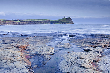 Kimmeridge Bay on the Dorset coast at sunset, Jurassic Coast, UNESCO World Heritage Site, Dorset, England, United Kingdom, Europe