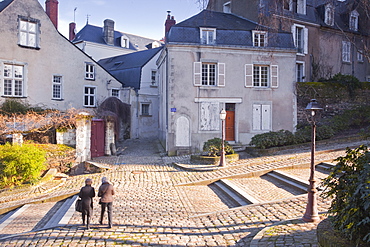 People walking through the old part of the city of Angers, Maine-et-Loire, France, Europe