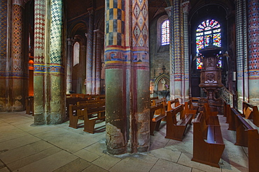 The painted interior of Eglise Notre Dame la Grande in central Poitiers, Vienne, Poitou-Charentes, France, Europe