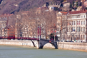 The Passerelle Saint Georges and the River Saone, Lyon, Rhone-Alpes, France, Europe .