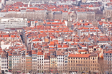 Looking over the rooftops of the city of Lyon, Rhone-Alpes, France, Europe 