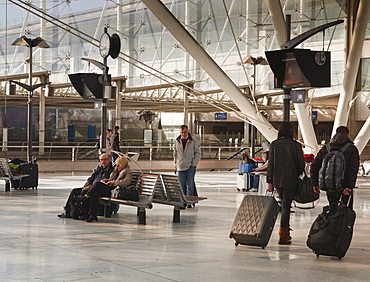 Passengers inside the TGV station at Charles de Gaulle, Paris, France, Europe