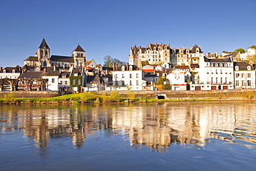 The town of Saint-Aignan and the River Cher, Loir-et-Cher, Centre, France, Europe