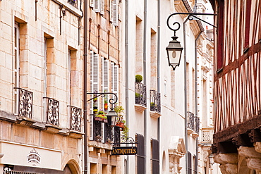 Building facades in the old part of the city of Dijon, Burgundy, France, Europe