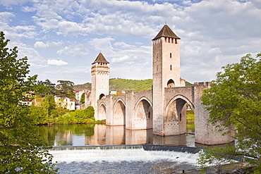 Pont Valentre in the city of Cahors, Lot, France, Europe 