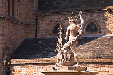 A statue of Neptune in the Market Place of Durham, County Durham, England, United Kingdom, Europe