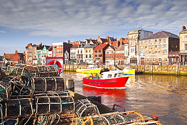 The seaside town of Whitby in the North York Moors National Park, Yorkshire, England, United Kingdom, Europe