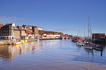 The seaside town of Whitby in the North York Moors National Park, Yorkshire, England, United Kingdom, Europe