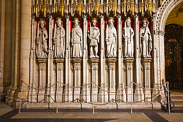 Detail of the choir screen in York Minster, one of the finest examples of Gothic architecture in Europe, York, Yorkshire, England, United Kingdom, Europe 