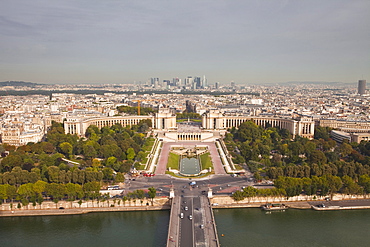 The Jardins du Trocadero from the Eiffel Tower in Paris, France, Europe