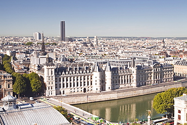 Looking down on the Conciergerie in Paris, France, Europe