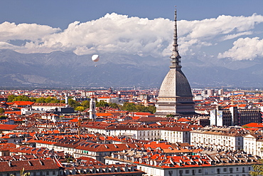 The rooftops of Turin with the Mole Antonelliana, Turin, Piedmont, Italy, Europe