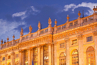 Palazzo Madama lit up at night, Turin, Piedmont, Italy, Europe