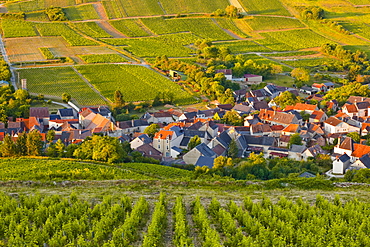 Looking down onto a village near to Sancerre, Cher, Loire Valley, Centre, France, Europe