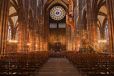 The nave of Strasbourg cathedral, Strasbourg, Bas-Rhin, Alsace, France, Europe