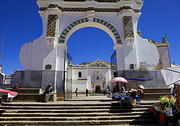 Basilica of Our Lady of Copacabana on the shores of Lake Titicaca, Bolivia, South America