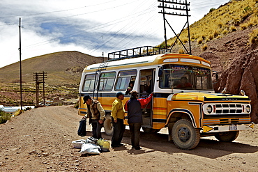 Bus stop, Pulacayo, Bolivia, South America