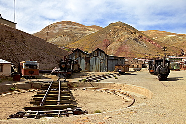 The old mining ghost town of Pulacayo, Industrial Heritage Site, famously linked to Butch Cassidy and the Sundance Kid, Bolivia, South America